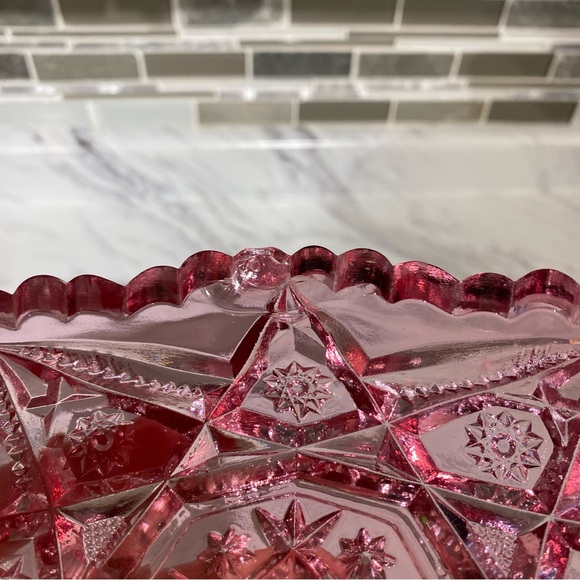 Vintage Pink Glass Decorative Dish candy‎ dish catch all - Picture 6 of 10